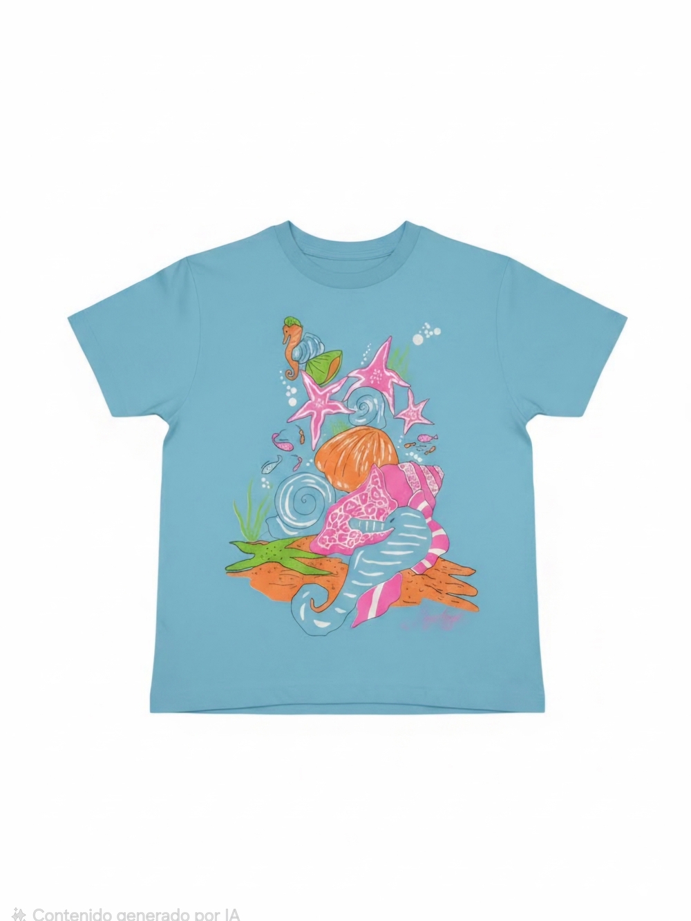 turquoise I.B. Diffusion t-shirt features a vintage 1990s beach-themed graphic